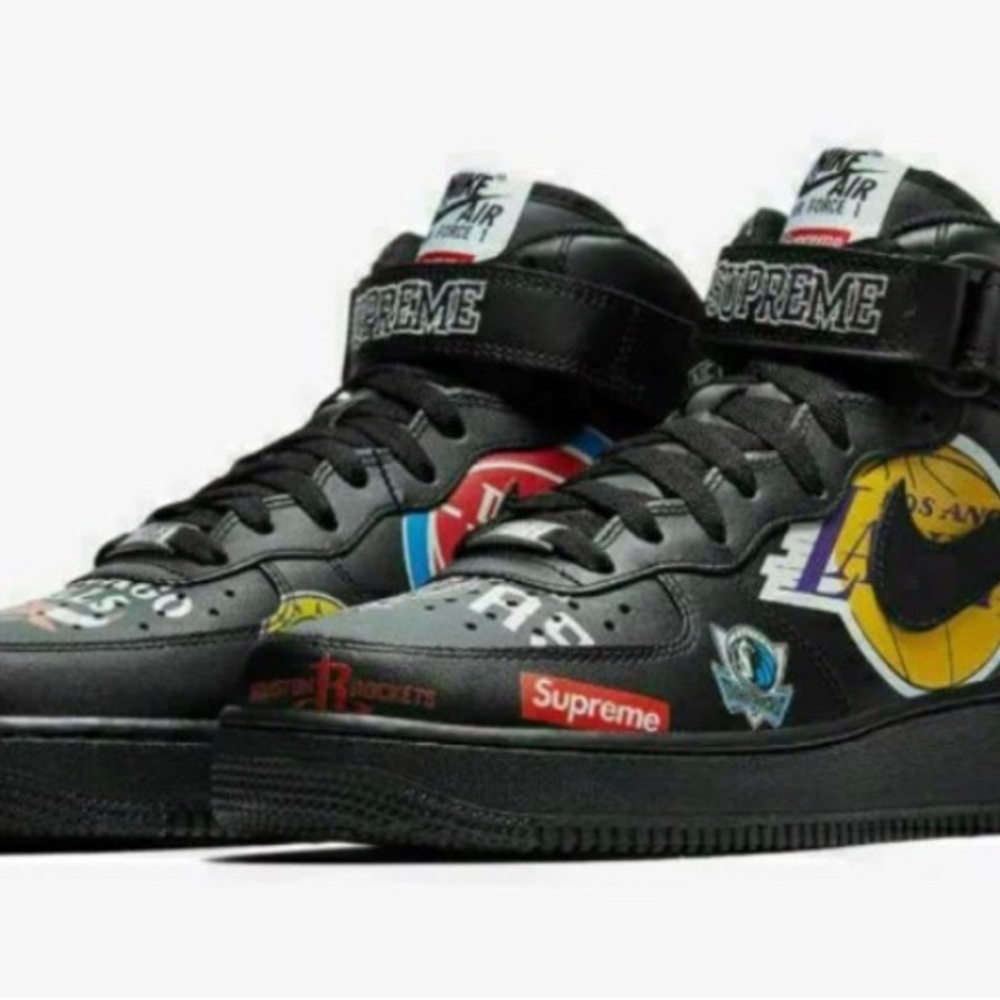 Size 11 - Nike Supreme x NBA x Air Force 1 07 Mid Black
